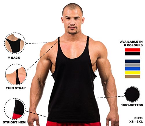 DK ACTIVE WEAR Chaleco de gimnasio para hombre, culturismo, espalda y espalda cruzada, talla XL, 3 unidades (negro, rojo, gris))