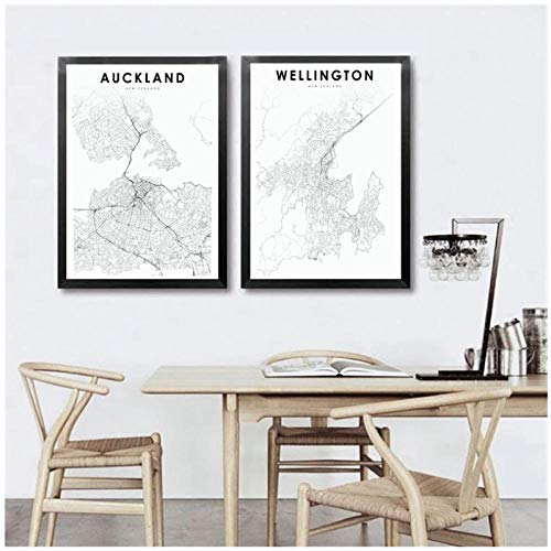 DLFALG Mapa de Nueva Zelanda Impresiones y carteles artísticos en lienzo Wellington y Auckland City Street Road Pintura Cuadros de pared Decoración de oficina-40x50cmx2 Sin marco DLFALG Mapa de Nueva Zelanda Impresiones y carteles artísticos en lienzo Wellington y Auckland City Street Road Pintura Cuadros de pared Decoración de oficina-40x50cmx2 Sin marco