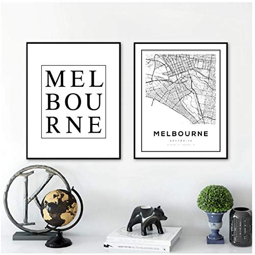 DLFALG Melbourne Map Print Australia City Road Map Art Canvas Painting Blanco y negro Minimalismo Imágenes Sala de estar Home Wall Deco-40x50cmx2 Sin marco DLFALG Melbourne Map Print Australia City Road Map Art Canvas Painting Blanco y negro Minimalismo Imágenes Sala de estar Home Wall Deco-40x50cmx2 Sin marco