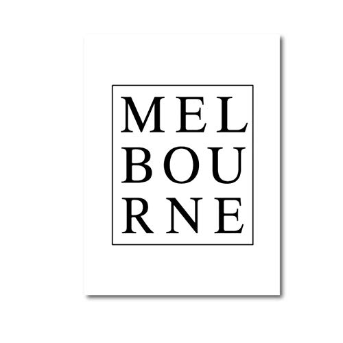 DLFALG Melbourne Map Print Australia City Road Map Art Canvas Painting Blanco y negro Minimalismo Imágenes Sala de estar Home Wall Deco-40x50cmx2 Sin marco
