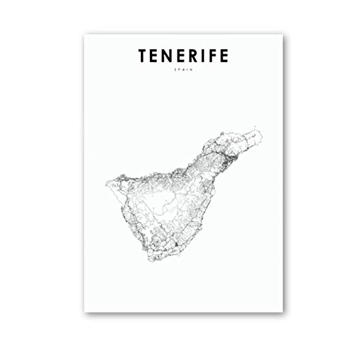 DLFALG Pintura en lienzo, mapa de la ciudad de España, póster artístico de Gran Canaria y Tenerife, mapa impreso, imágenes artísticas de pared, decoración para el hogar de oficina, 40x50cmx2 sin marco