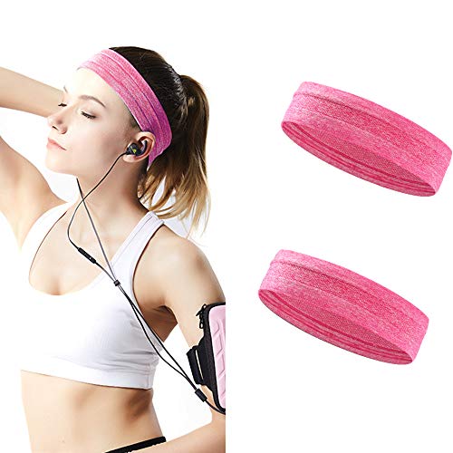 DMFSHI Diadema Deportiva, Bandas para La Cabeza para Hombres y Mujeres, Banda para El Sudor para Deporte, Absorción De Sudor, Se Adapta a La Mayoría De Las Circunferencias De La Cabeza (2 PCS)