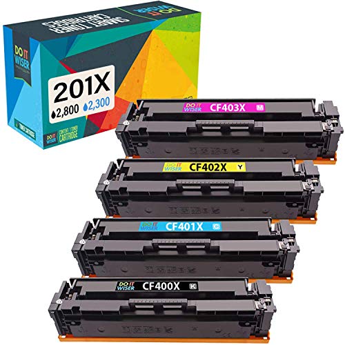 Do it wiser Cartuchos de Tóner Compatibles para HP 201A 201X CF400A CF400X CF401X CF402X CF403X Laserjet Pro MFP M252dw M252n M277dw M277n M274n (Multicolor, Paquete de 4)