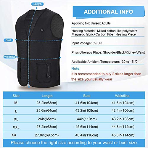 DOACT Chalecos Termico Exteriores,Interfaz USB Chaleco Eléctrico Lavable,Tres Engranajes Eléctrica Calefactable Chaquetas,Aislamiento Térmico Neopreno para Exteriores Actividade Mantener Caliente XXL DOACT Chalecos Termico Exteriores,Interfaz USB Chaleco Eléctrico Lavable,Tres Engranajes Eléctrica Calefactable Chaquetas,Aislamiento Térmico Neopreno para Exteriores Actividade Mantener Caliente XXL