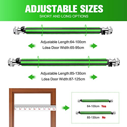 DOBEN - Barra de dominadas Profesional, telescópica, para Puerta, con Almohadilla para Las Manos, Color Verde, tamaño 85-130CM, 4.85, 33.46 x 1.97 x 1.97inches