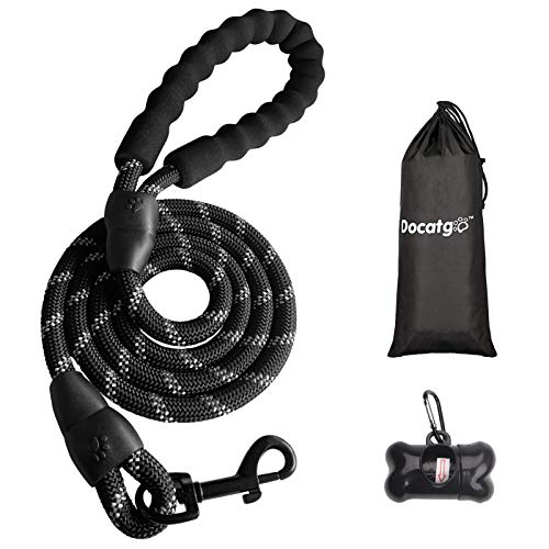 Docatgo Correa de Perro,1,5m Correas de Perros Nylon con MangoAcolchadocómodo,Roscas Altamente Reflectantes para Perros Grandes o Medianos (Negro) Docatgo Correa de Perro,1,5m Correas de Perros Nylon con MangoAcolchadocómodo,Roscas Altamente Reflectantes para Perros Grandes o Medianos (Negro)