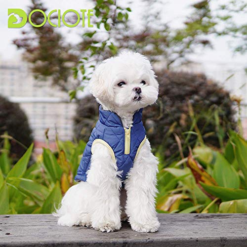 Dociote Abrigo para Perros pequeños, Invierno de Perro Ropa Forro Polar Chaqueta para Perros pequeños Cachorro Mascota Azul Oscuro L