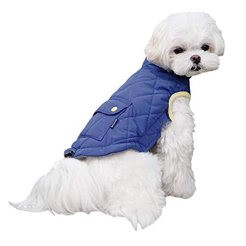 Dociote Abrigo para Perros pequeños, Invierno de Perro Ropa Forro Polar Chaqueta para Perros pequeños Cachorro Mascota Azul Oscuro L