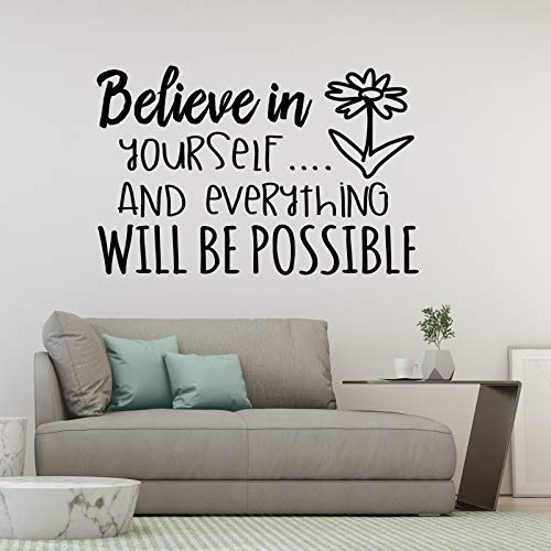 Docliick® Vinilo de pared decorativo en Inglés"BELIEVE IN YOURSELF." Pegatinas de pared decorativa de frases celebres.Vinilo decorativo decoración hogar Docliick DC-014-ING