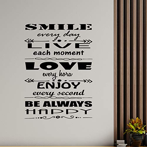 Docliick® Vinilo de pared decorativo en Inglés"SMILE EVERYDAY." Pegatinas de pared decorativa de frases celebres.Vinilo decorativo decoración hogar Docliick DC-021-ING