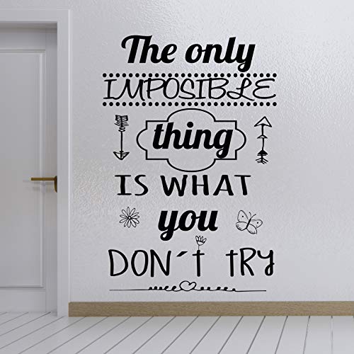 Docliick® Vinilo de pared decorativo en Inglés"THE ONLY IMPOSIBLE THING." Pegatinas de pared decorativa de frases celebres.Vinilo decorativo decoración hogar Docliick DC-017-ING