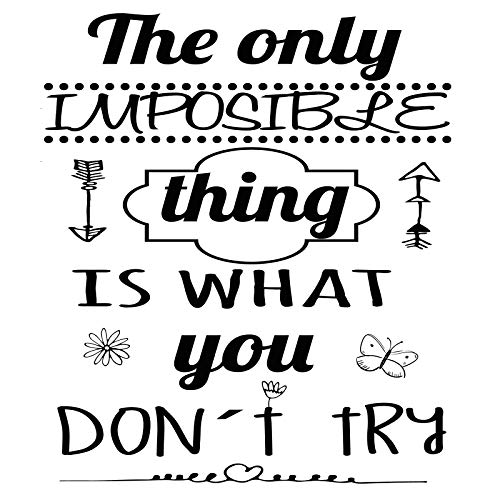 Docliick® Vinilo de pared decorativo en Inglés"THE ONLY IMPOSIBLE THING." Pegatinas de pared decorativa de frases celebres.Vinilo decorativo decoración hogar Docliick DC-017-ING