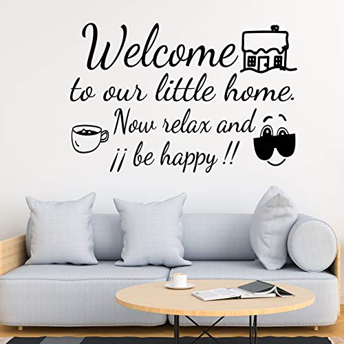 Docliick® Vinilo de pared decorativo en Inglés"WELCOME TO OUR ." Pegatinas de pared decorativa de frases celebres.Vinilo decorativo decoración hogar Docliick DC-057-ING