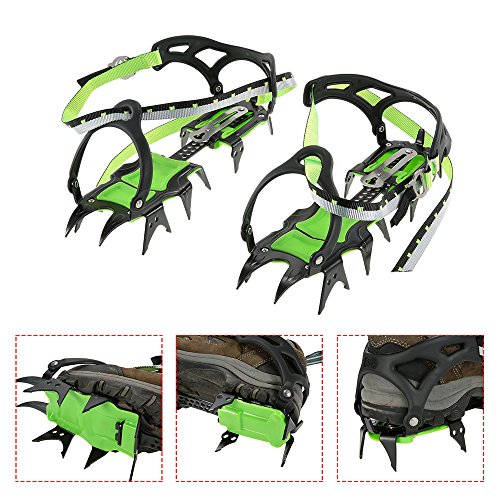 Docooler 14 Puntos Pinzas Dentadas Crampones Escalada en Hielo de Acero al Manganeso Crampón Dispositivo de Tracción (Verde-Dientes Largos) Docooler 14 Puntos Pinzas Dentadas Crampones Escalada en Hielo de Acero al Manganeso Crampón Dispositivo de Tracción (Verde-Dientes Largos)