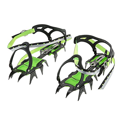 Docooler 14 Puntos Pinzas Dentadas Crampones Escalada en Hielo de Acero al Manganeso Crampón Dispositivo de Tracción (Verde-Dientes Largos) Docooler 14 Puntos Pinzas Dentadas Crampones Escalada en Hielo de Acero al Manganeso Crampón Dispositivo de Tracción (Verde-Dientes Largos)