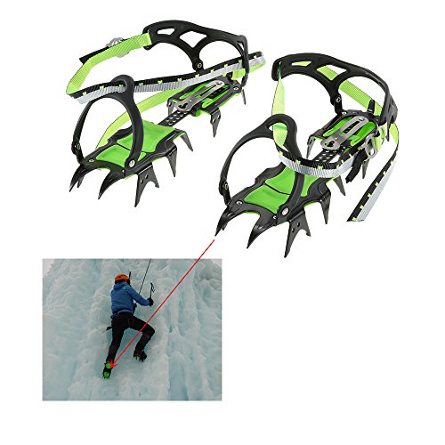 Docooler 14 Puntos Pinzas Dentadas Crampones Escalada en Hielo de Acero al Manganeso Crampón Dispositivo de Tracción (Verde-Dientes Largos) Docooler 14 Puntos Pinzas Dentadas Crampones Escalada en Hielo de Acero al Manganeso Crampón Dispositivo de Tracción (Verde-Dientes Largos)