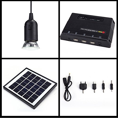Docooler 4W Kit de Panel Solar propulsado, 3 Bombillas LED, USB, 5 V Cargador de Teléfono Sistema Casa Kit, Jardín Camping Pesca Docooler 4W Kit de Panel Solar propulsado, 3 Bombillas LED, USB, 5 V Cargador de Teléfono Sistema Casa Kit, Jardín Camping Pesca