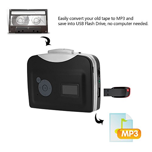 Docooler ezcap230 La Cinta de Cassette-a-MP3 Convertidor Guardar en USB Disco Flash Automático Autónomo de Reparto Grabadora w/Auriculares Negro