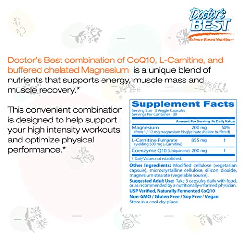 Doctor's Best Coq10, L-Carnitine, Magnesium - 90 Vcaps 90 Unidades 115 g
