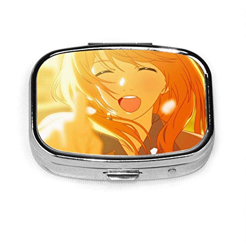 DODOD Anime Your Lie in AprilFashion Square Pill Box Suplemento Estuche para o monedero Compartimentos extraíbles Medicación de viaje Estuche de transporte - Caja diaria de organizador de vitaminas (