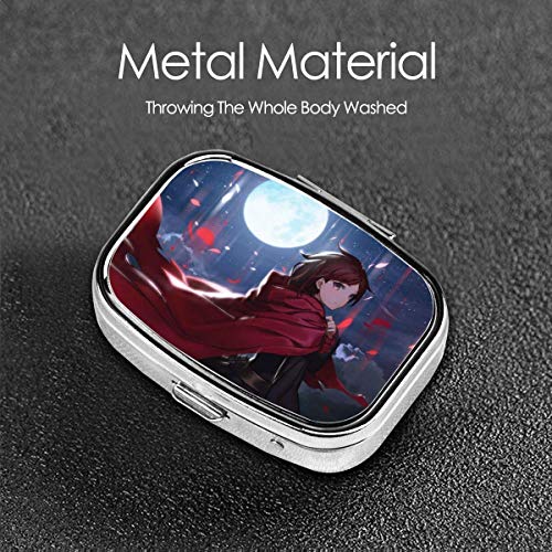 DODOD RWBY Anime GirlFashion Square Pill Box Suplemento para o monedero Compartimentos extraíbles Funda de transporte para medicamentos de viaje - Caja diaria de organizador de vitaminas (sección Squ