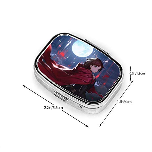 DODOD RWBY Anime GirlFashion Square Pill Box Suplemento para o monedero Compartimentos extraíbles Funda de transporte para medicamentos de viaje - Caja diaria de organizador de vitaminas (sección Squ