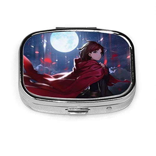 DODOD RWBY Anime GirlFashion Square Pill Box Suplemento para o monedero Compartimentos extraíbles Funda de transporte para medicamentos de viaje - Caja diaria de organizador de vitaminas (sección Squ