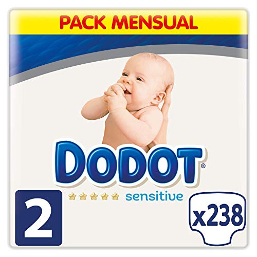 Dodot Sensitive Pañales para Bebé, Talla 2 (4 a 8 kg), 238 Pañales