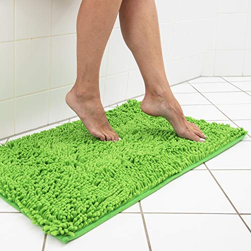 dóff Alfombra baño, Alfombrilla de bañera Antideslizante, Alfombras para baños, Verde, Absorbente, Lavable en la Lavadora, Extra Suave, Microfibra Chenilla 50x80cm