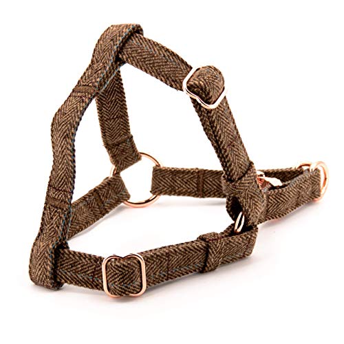 Dog & Dress by Nacy Kena Arnes Perro Oro Rosa Ajustable No Pull Correa para Perro de 2 m 3 x Ajustables, Tweed Tartan Nylon arnés para Perro Grande Mediano y pequeño Dog & Dress by Nacy Kena Arnes Perro Oro Rosa Ajustable No Pull Correa para Perro de 2 m 3 x Ajustables, Tweed Tartan Nylon arnés para Perro Grande Mediano y pequeño
