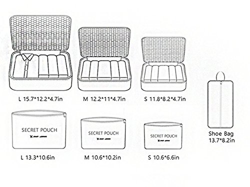 DoGeek- 7 en 1 Set de Organizador de Equipaje Viaje con Bolsa de Zapato,Impermeable Organizador de Maleta Bolsa para Ropa Sucia de Viaje, Material Nylon DoGeek- 7 en 1 Set de Organizador de Equipaje Viaje con Bolsa de Zapato,Impermeable Organizador de Maleta Bolsa para Ropa Sucia de Viaje, Material Nylon