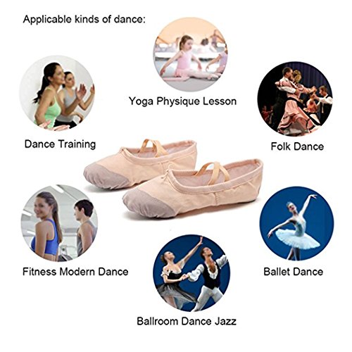 DoGeek Transpirable Zapatos de Ballet Zapatillas de Ballet de Danza Baile para Niña (37 EU, Negro)