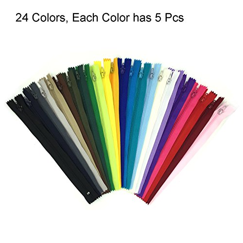 DOITEM 120pcs 23cm / 9 pulgadas cremalleras de nylon multicolor de la bobina para coser y artes 24 colores DOITEM 120pcs 23cm / 9 pulgadas cremalleras de nylon multicolor de la bobina para coser y artes 24 colores