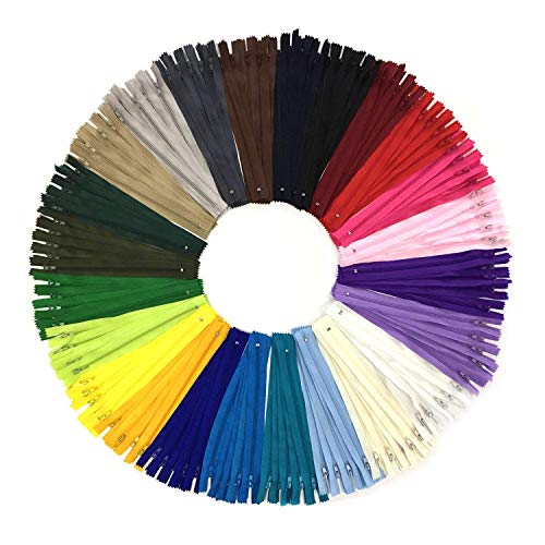 DOITEM 120pcs 23cm / 9 pulgadas cremalleras de nylon multicolor de la bobina para coser y artes 24 colores DOITEM 120pcs 23cm / 9 pulgadas cremalleras de nylon multicolor de la bobina para coser y artes 24 colores