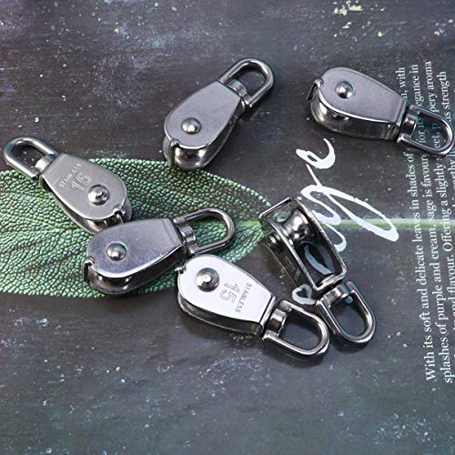 DOITOOL 6 piezas bloque de polea simple de acero inoxidable polea giratoria de alta resistencia para levantar el bloque de polea de grúa de cable de alambre m15 (m15) DOITOOL 6 piezas bloque de polea simple de acero inoxidable polea giratoria de alta resistencia para levantar el bloque de polea de grúa de cable de alambre m15 (m15)