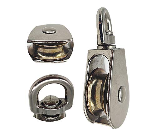 DOJA Industrial | Polea Giratoria de Acero Niquelado | 40mm diametro | Polea de gancho simple para cuerda de tendedero de ropa, pesas y barra de gimnasio, ganchos de pared entre otros usos. DOJA Industrial | Polea Giratoria de Acero Niquelado | 40mm diametro | Polea de gancho simple para cuerda de tendedero de ropa, pesas y barra de gimnasio, ganchos de pared entre otros usos.