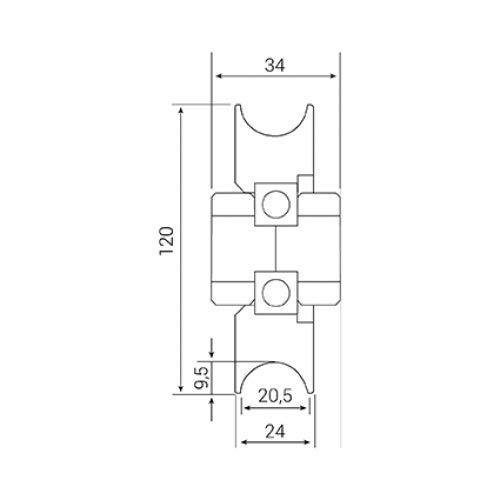 DOJA Industrial | Rueda Puerta Corredera | 1 Unidad | 120 x 20 | Acero | Ruedas Poleas para Conducir Equipos mecánicos | Aplicación: Puertas, Ventanas, Armarios, Impresora 3D, Mosquiteras