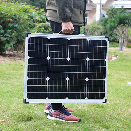 DOKIO Maleta solar portátil monocristalina plegable de 100 vatios y 12 voltios con controlador de carga