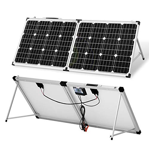 DOKIO Maleta solar portátil monocristalina plegable de 100 vatios y 12 voltios con controlador de carga