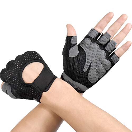 Dokpav Guantes Gimnasio Hombre Mujer, Gym Guantes Transpirable con Protección Completa de Muñeca y Palma, Antideslizante Guantes Crossfit para Levantamiento de Pesas, Musculación, Fitness (Negro-M)