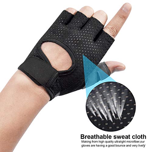 Dokpav Guantes Gimnasio Hombre Mujer, Gym Guantes Transpirable con Protección Completa de Muñeca y Palma, Antideslizante Guantes Crossfit para Levantamiento de Pesas, Musculación, Fitness (Negro-M)