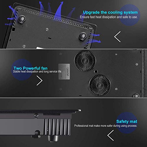 Domino placa inducción, Amzchef doble placa de inducción con superficie de cristal negro,control táctil del sensor y bloqueo para niños,10 niveles de potencia y configuración del temporizador 3300W Domino placa inducción, Amzchef doble placa de inducción con superficie de cristal negro,control táctil del sensor y bloqueo para niños,10 niveles de potencia y configuración del temporizador 3300W