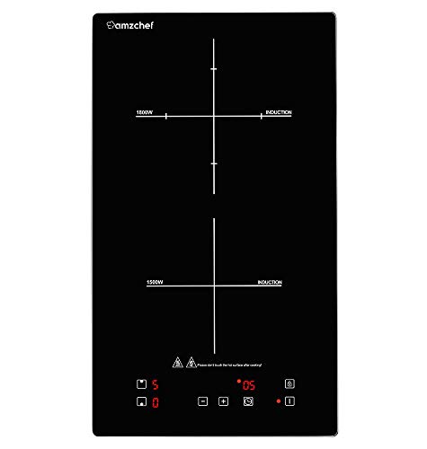 Domino placa inducción, Amzchef doble placa de inducción con superficie de cristal negro,control táctil del sensor y bloqueo para niños,10 niveles de potencia y configuración del temporizador 3300W Domino placa inducción, Amzchef doble placa de inducción con superficie de cristal negro,control táctil del sensor y bloqueo para niños,10 niveles de potencia y configuración del temporizador 3300W