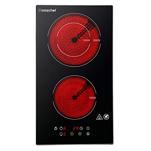 Domino placa vitrocerámica,Amzchef eléctrica vitrocerámica con superficie de vidrio negro pulido, control táctil y bloqueo para niños,temporizador y 9 de potencia,adecuados para cualquier olla Domino placa vitrocerámica,Amzchef eléctrica vitrocerámica con superficie de vidrio negro pulido, control táctil y bloqueo para niños,temporizador y 9 de potencia,adecuados para cualquier olla