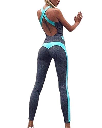 Domorebest Mujeres Yoga Correr Fitness Leggings Pantalones de Entrenamiento elástico Alto Mono Sport Romper Playsuit
