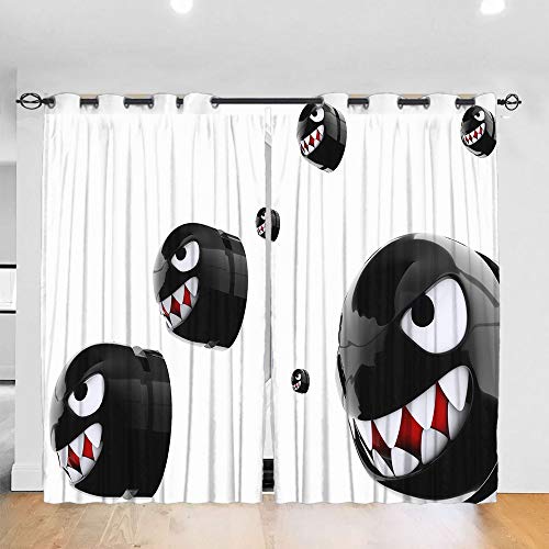 DONEECKL Cortinas de privacidad insonorizadas para ventana, diseño de Super Mario Bros con estampado de Super Mario Bros para decoración de la sala de estar, cortinas opacas de 84 x 84 pulgadas