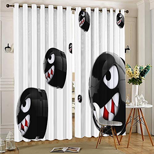 DONEECKL Cortinas de privacidad insonorizadas para ventana, diseño de Super Mario Bros con estampado de Super Mario Bros para decoración de la sala de estar, cortinas opacas de 84 x 84 pulgadas