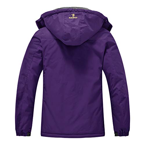 Donhobo - Chaqueta de forro polar para mujer, resistente al agua, transpirable, gruesa, cálida, cortavientos, Softshell con capucha desmontable morado M