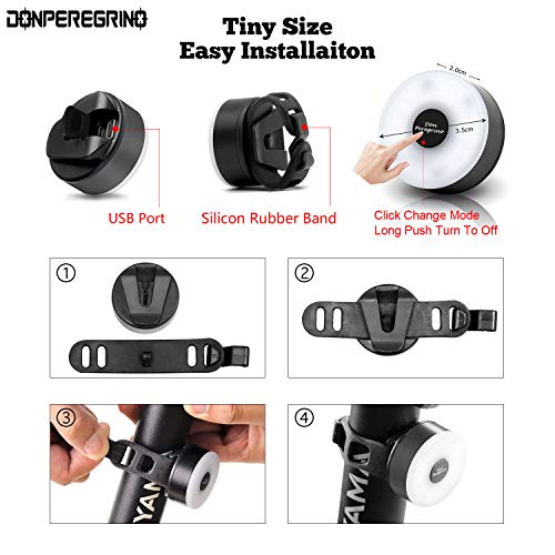 DONPEREGRINO M2 - Luz Trasera Bici Compacta hasta 90 Horas de Autonomía, LED Luz Bicicleta USB Recargable con 5 Modos Fijos e Intermitentes DONPEREGRINO M2 - Luz Trasera Bici Compacta hasta 90 Horas de Autonomía, LED Luz Bicicleta USB Recargable con 5 Modos Fijos e Intermitentes
