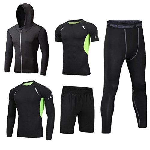 Dooxii Hombre 5 Piezas Secado Rápido Conjunto Compresión Ropa Sudaderas con Capucha y Pantalones Cortos y Leggings y Manga Corta y Manga Larga Tops Apretada para Running Fitness Entrenamiento M Dooxii Hombre 5 Piezas Secado Rápido Conjunto Compresión Ropa Sudaderas con Capucha y Pantalones Cortos y Leggings y Manga Corta y Manga Larga Tops Apretada para Running Fitness Entrenamiento M